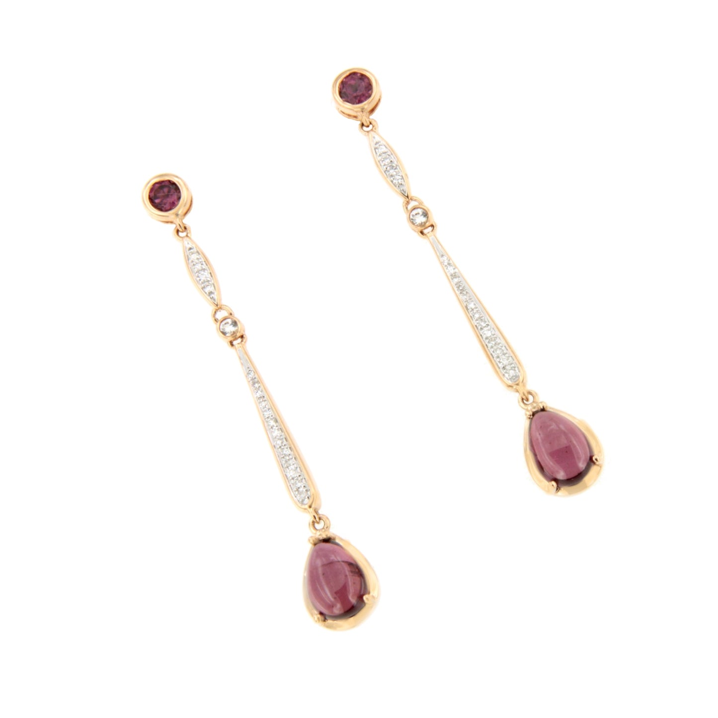 Pendientes NADIA topacio en oro blanco y rosa con brillantes en 14 ktes