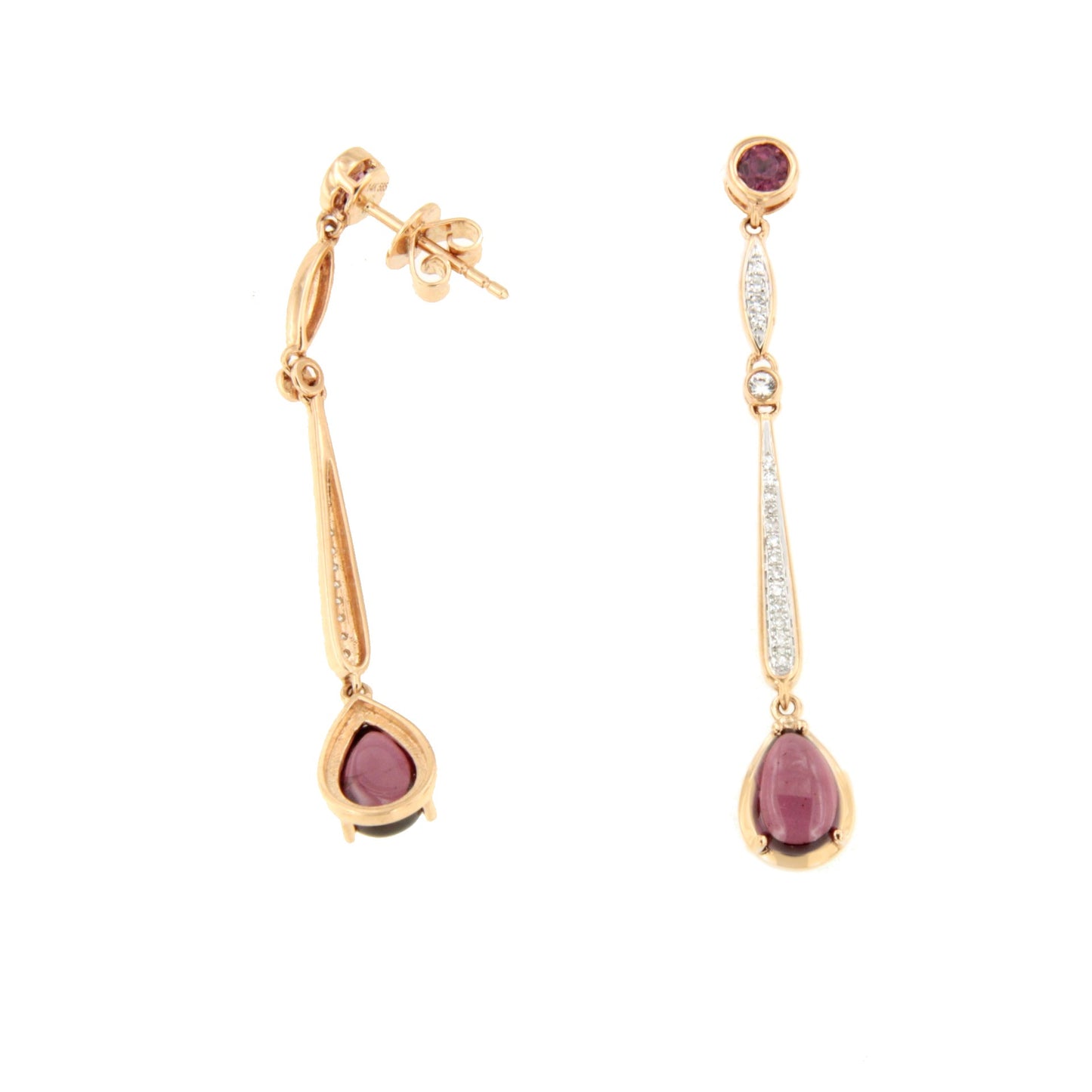 Pendientes NADIA topacio en oro blanco y rosa con brillantes en 14 ktes