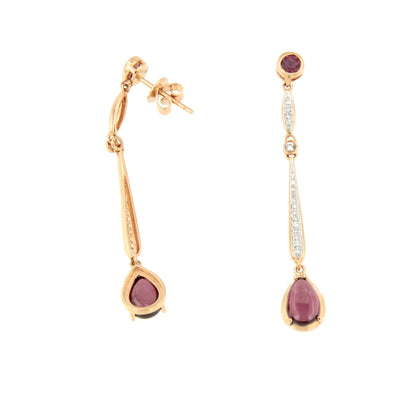 Pendientes NADIA topacio en oro blanco y rosa con brillantes en 14 ktes