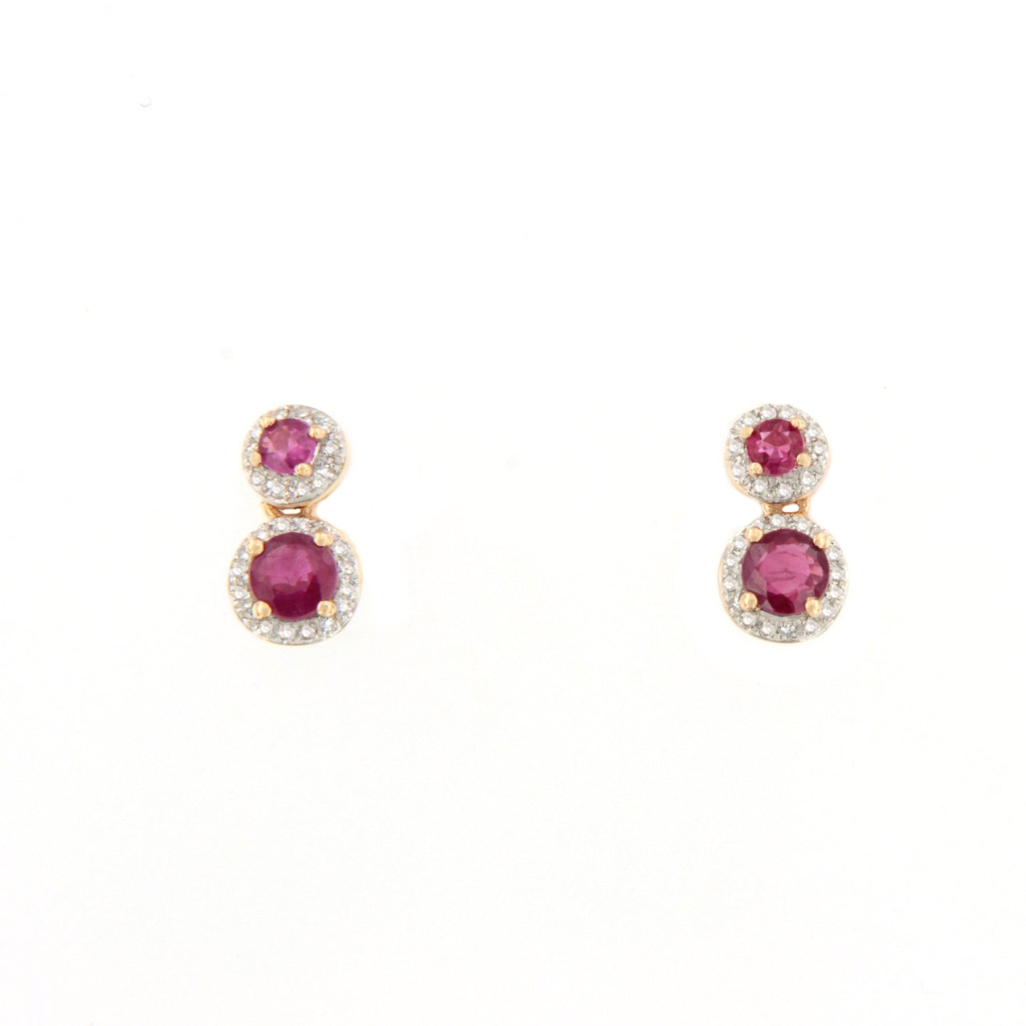 Pendientes SORA en rubies con brillantes en oro rosa y blanco de 14 ktes