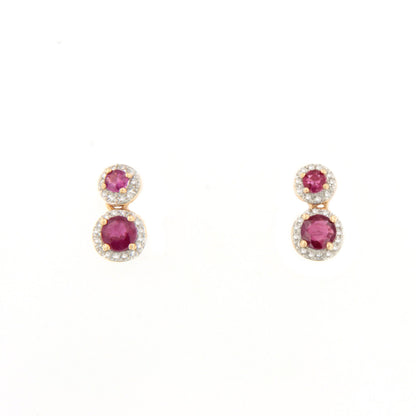 Pendientes SORA en rubies con brillantes en oro rosa y blanco de 14 ktes