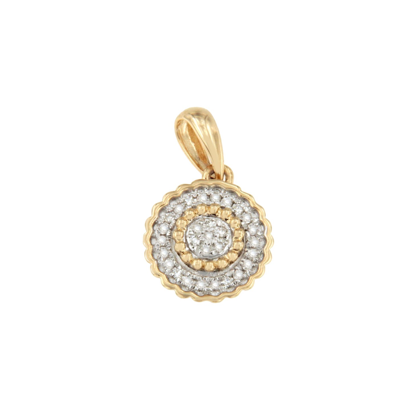 Colgante HUELVA centro con brillantes en oro amarillo 14 ktes