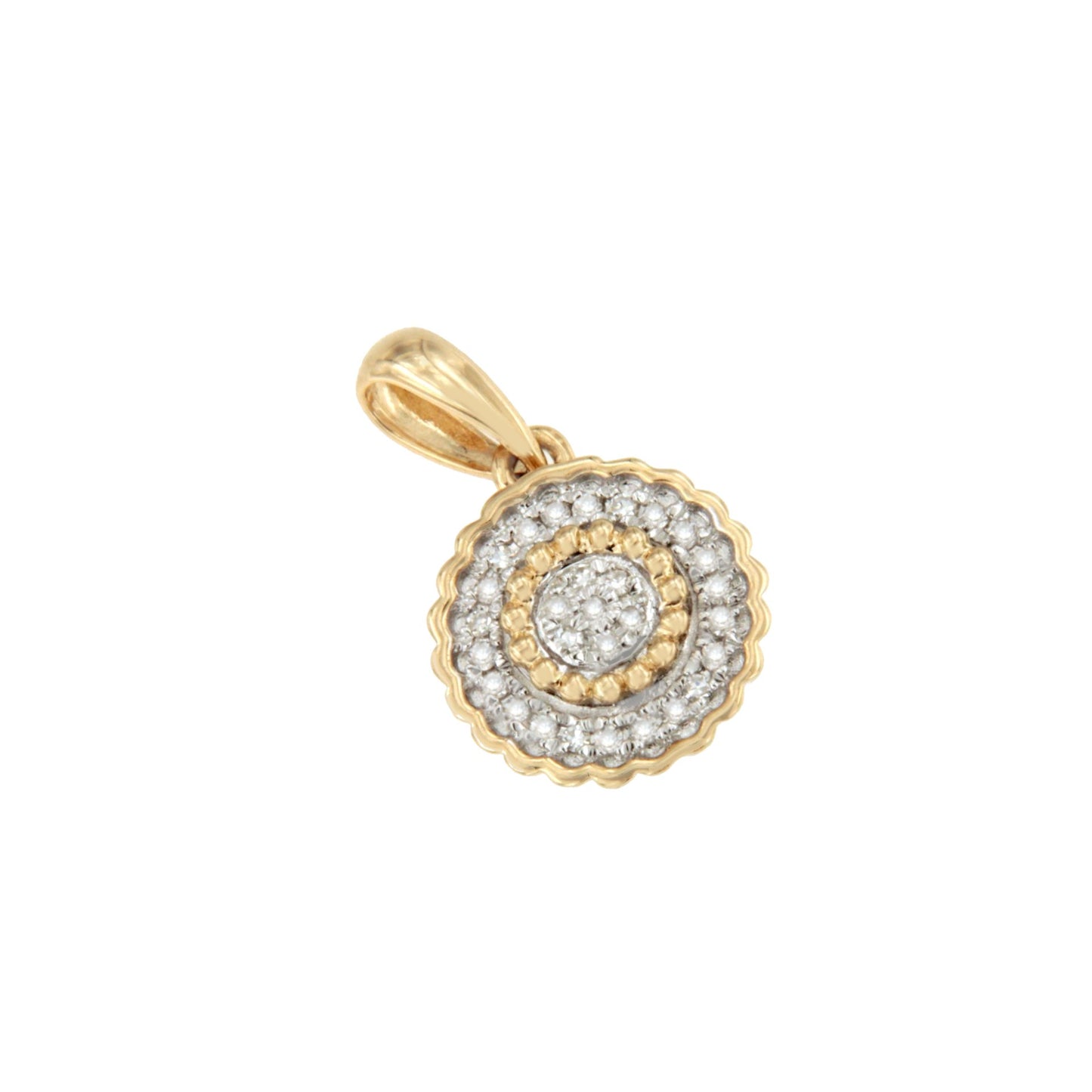 Colgante HUELVA centro con brillantes en oro amarillo 14 ktes