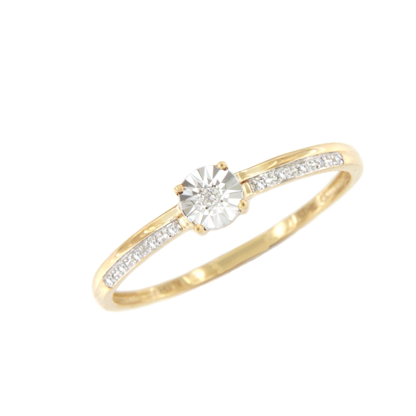 Anillo FURSA en oro amarillo y blanco de 9 ktes con brillantes