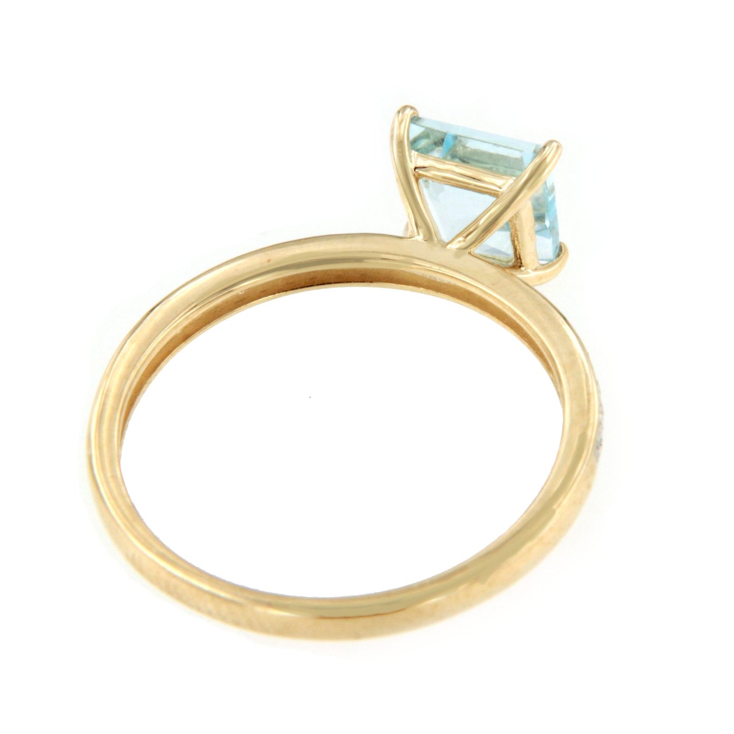 Anillo EDIRNE topacio aguamarina en oro amarillo y blanco de 9 ktes con brillantes.