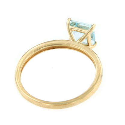Anillo EDIRNE topacio aguamarina en oro amarillo y blanco de 9 ktes con brillantes.
