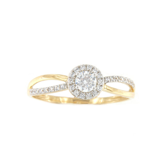 Anillo KUGALIN en oro amarillo y blanco de 9 ktes con circonitas