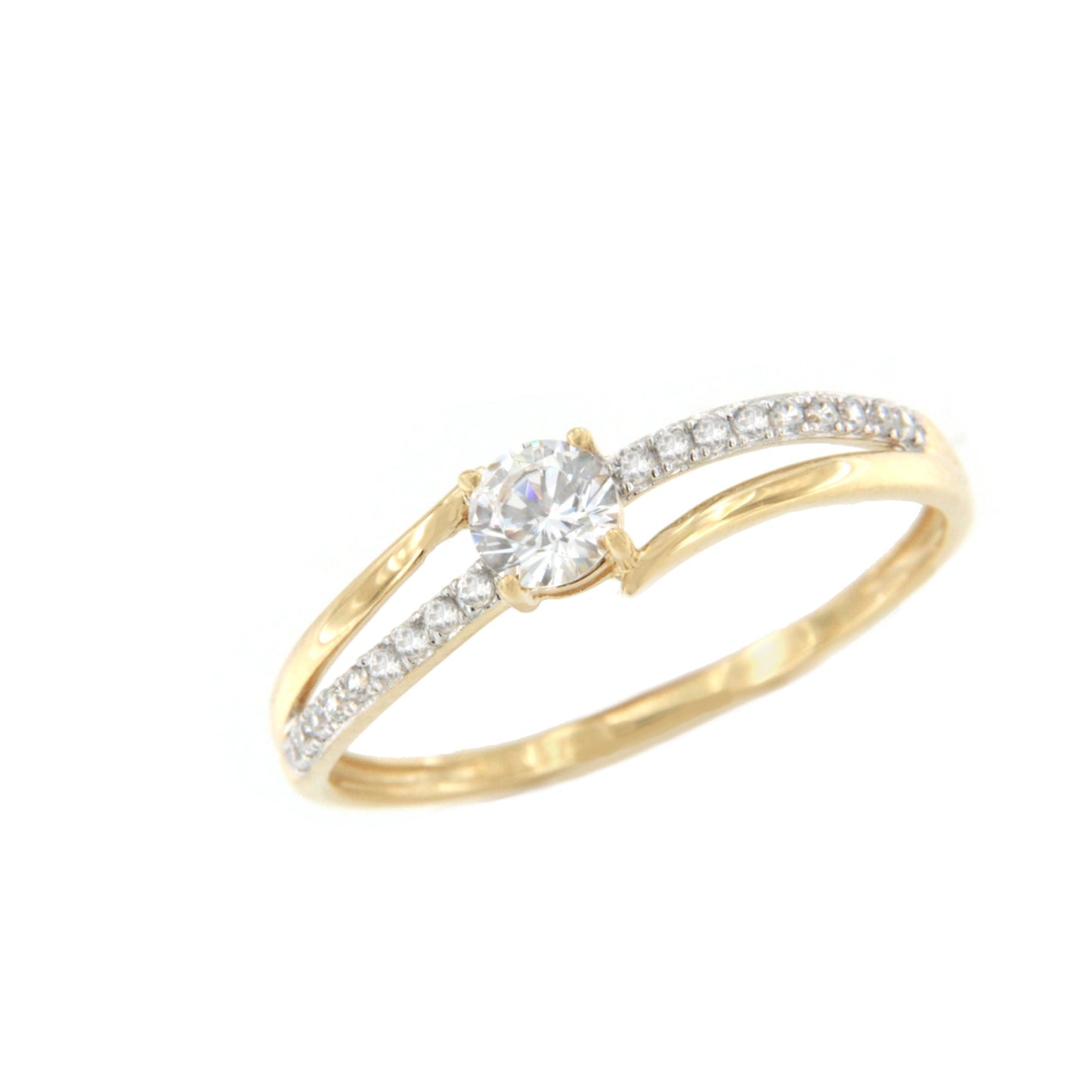 Anillo MAPUTO en oro amarillo y blanco de 9 ktes con circonitas