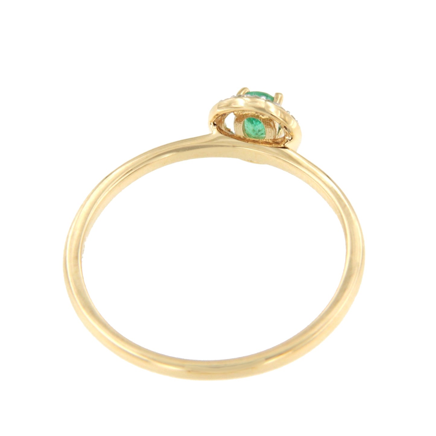 Anillo ABUJA con esmeralda y brillantes en oro amarillo y blanco de 14 ktes.