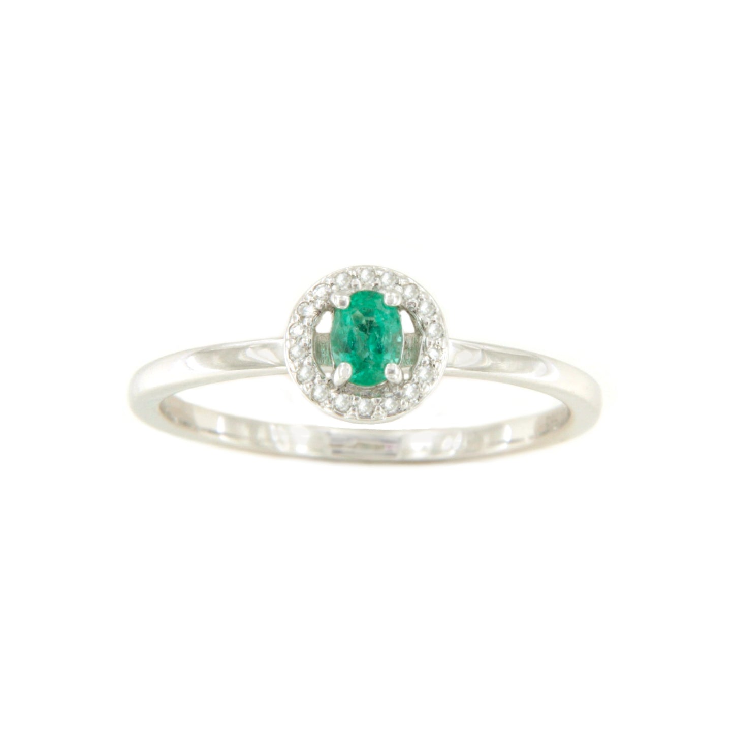 Anillo RAVENA esmeralda o zafiro con brillantes en oro blanco de 14 ktes