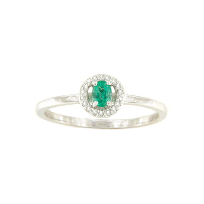 Anillo RAVENA esmeralda o zafiro con brillantes en oro blanco de 14 ktes