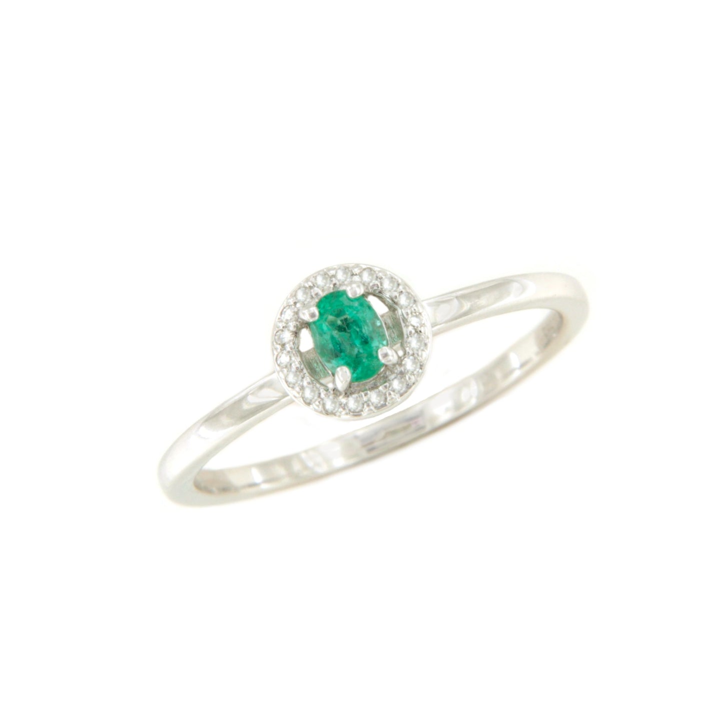 Anillo RAVENA esmeralda o zafiro con brillantes en oro blanco de 14 ktes