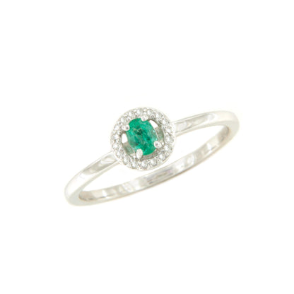 Anillo RAVENA esmeralda o zafiro con brillantes en oro blanco de 14 ktes