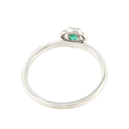 Anillo RAVENA esmeralda o zafiro con brillantes en oro blanco de 14 ktes