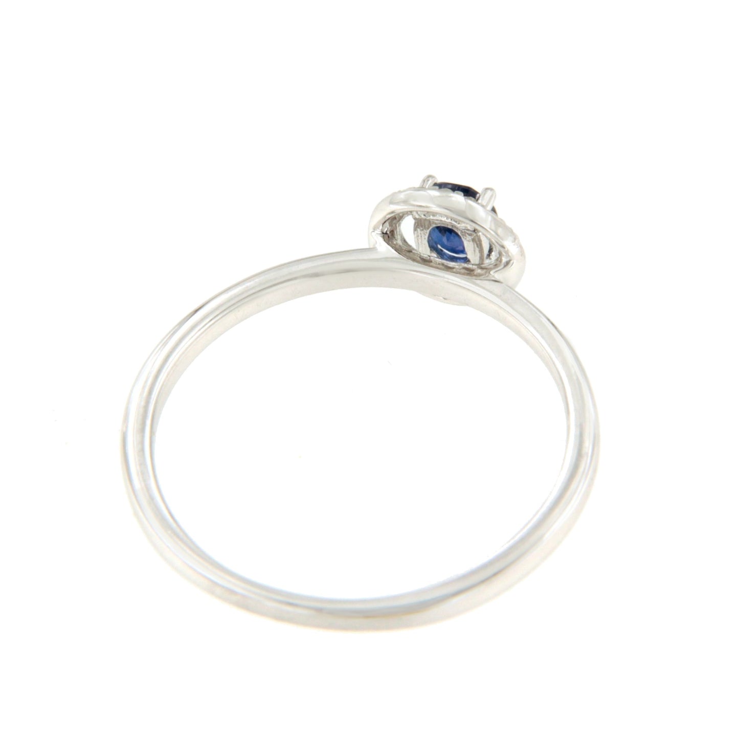 Anillo RAVENA esmeralda o zafiro con brillantes en oro blanco de 14 ktes
