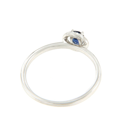 Anillo RAVENA esmeralda o zafiro con brillantes en oro blanco de 14 ktes