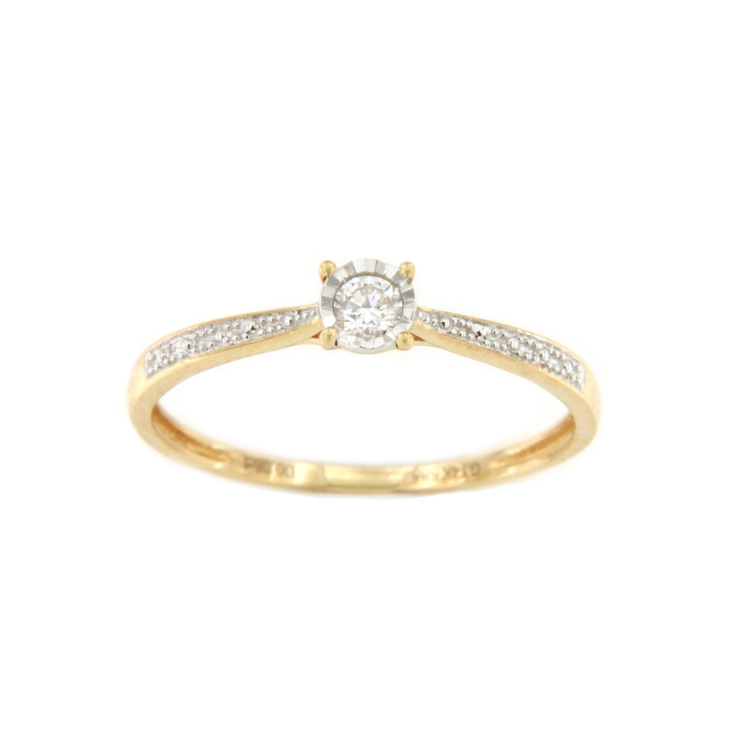 Anillo KAMPALA con brillante en oro amarillo y blanco de 14 ktes.