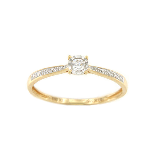Anillo KAMPALA con brillante en oro amarillo y blanco de 14 ktes.