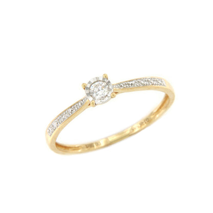 Anillo KAMPALA con brillante en oro amarillo y blanco de 14 ktes.