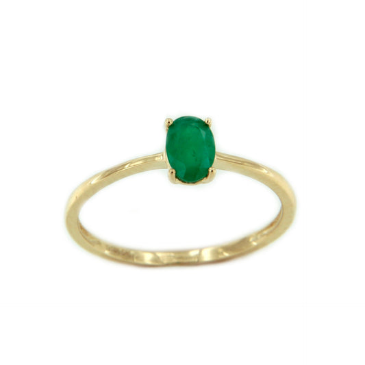 Anillo SOLTI  sencillo de esmeralda en oro amarillo de 14 ktes