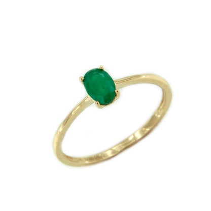 Anillo SOLTI  sencillo de esmeralda en oro amarillo de 14 ktes