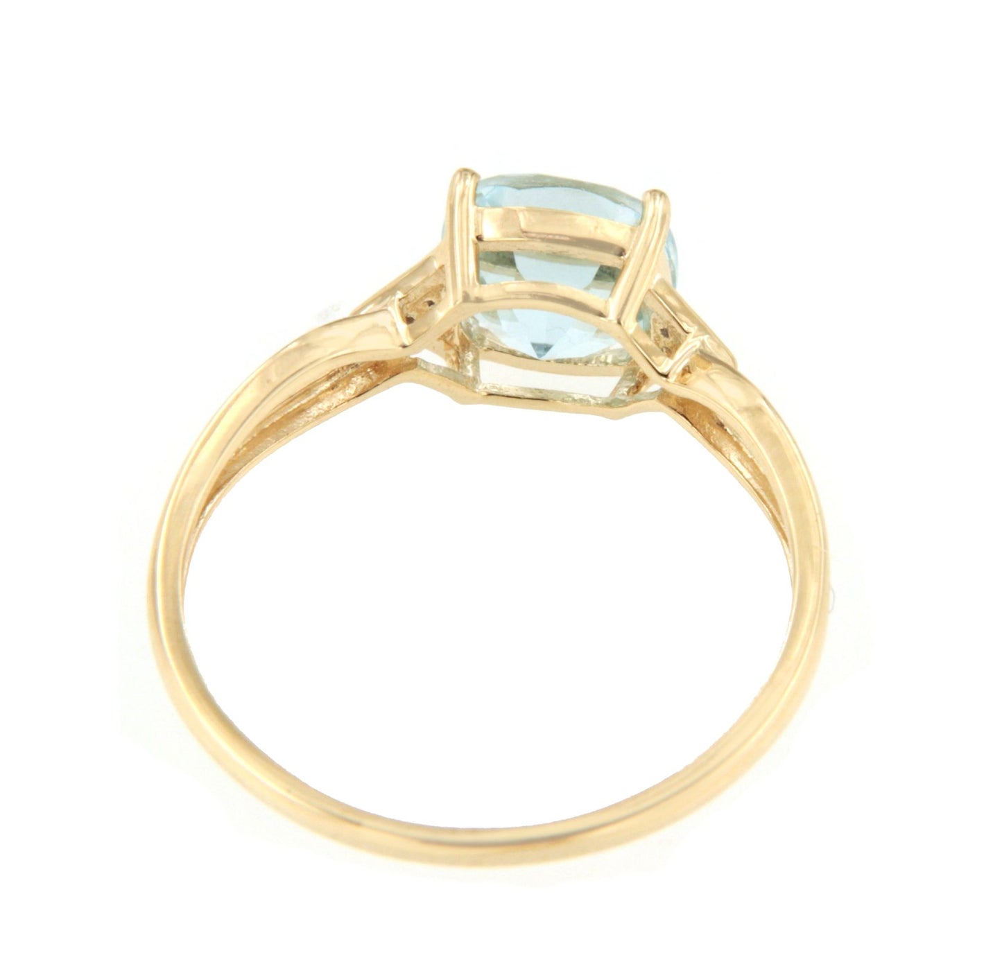 Anillo JARTUM con brillantes en oro amarillo de 14 ktes y Topacio azul