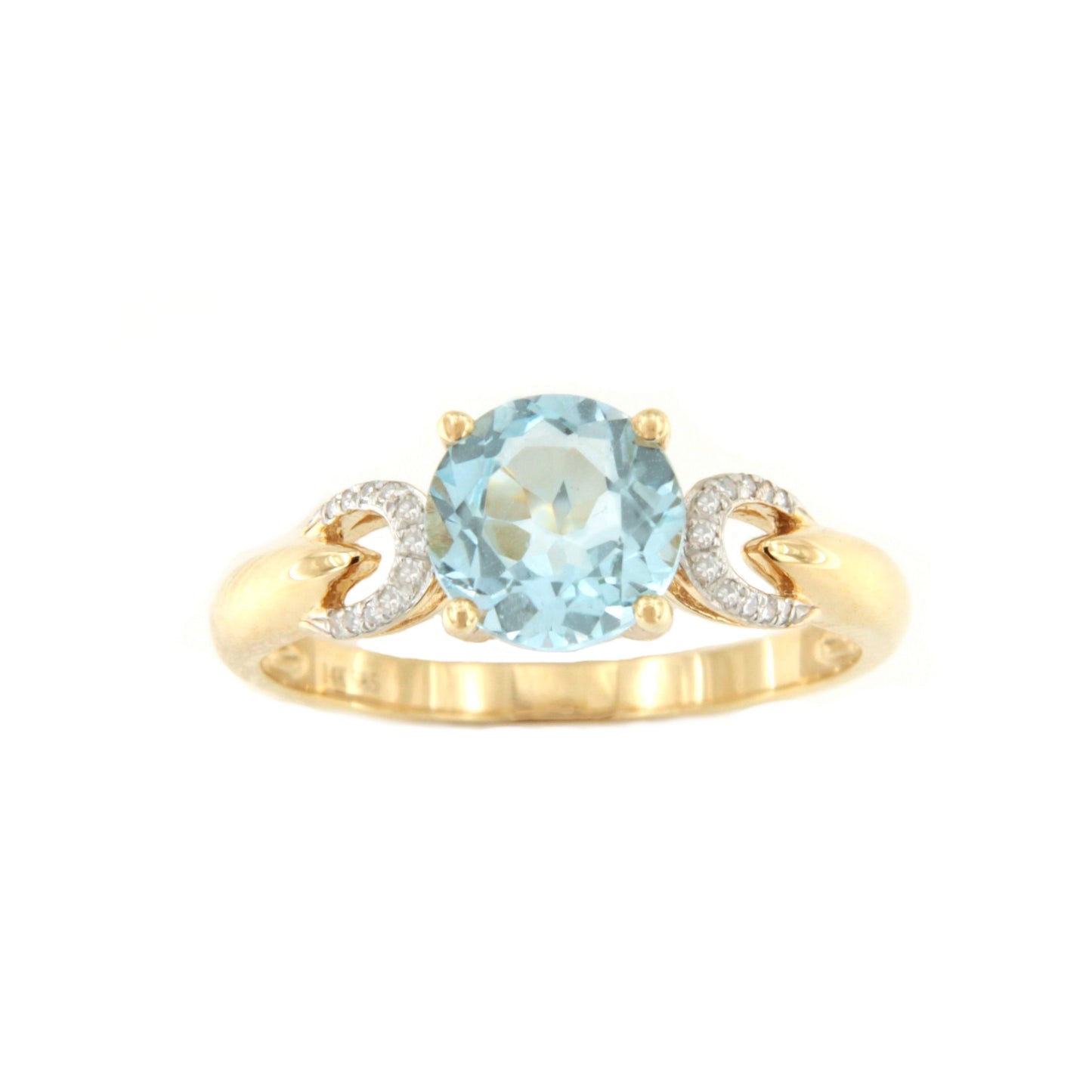 Anillo ASMAR topacio azul con brillantes en oro amarillo de 14 ktes