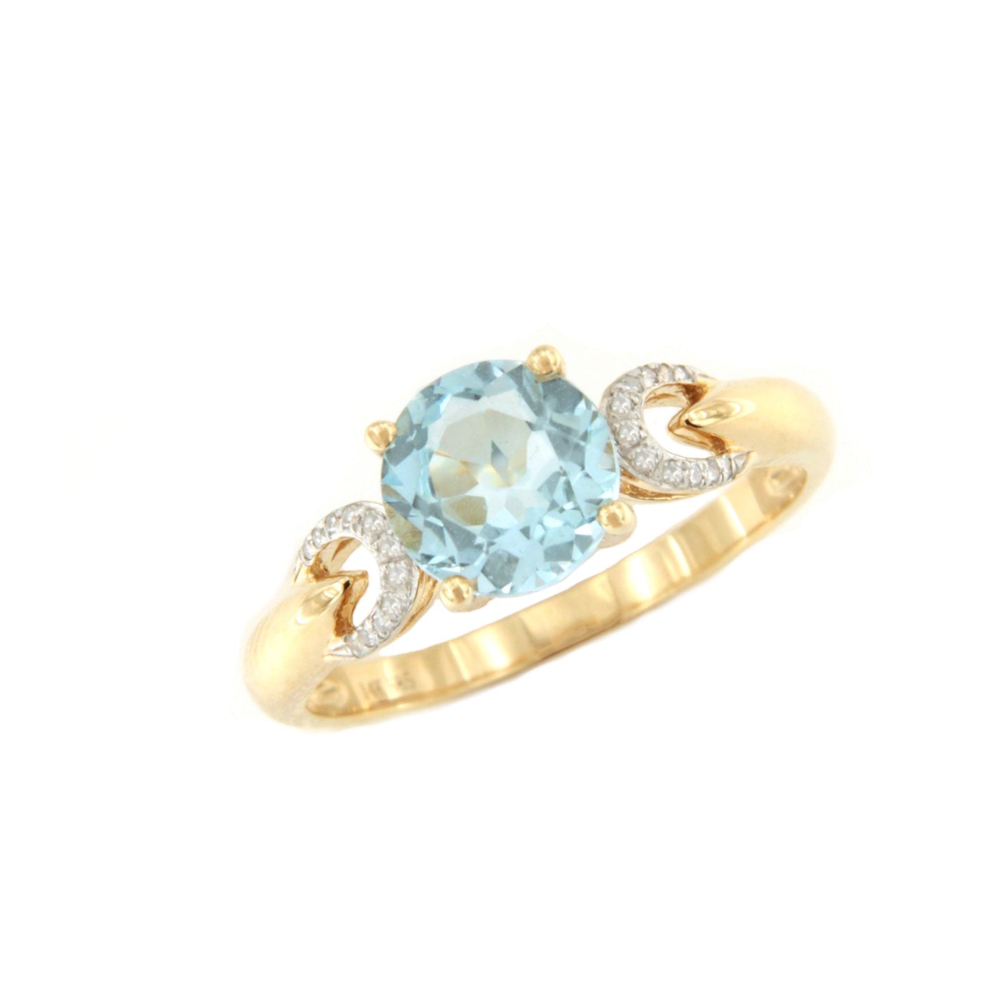 Anillo ASMAR topacio azul con brillantes en oro amarillo de 14 ktes