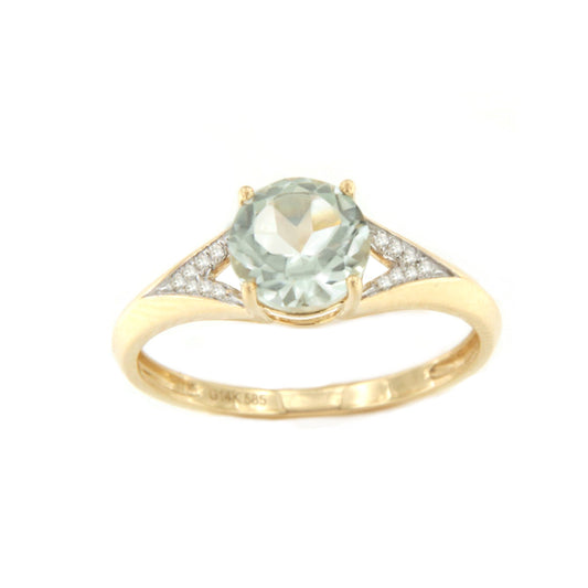 Anillo PIA amatista verde y brillantes en oro blanco y amarillo de 14 ktes