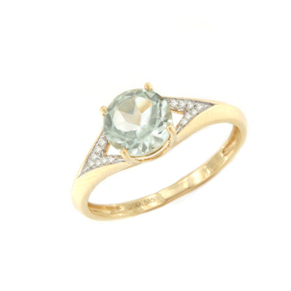 Anillo PIA amatista verde y brillantes en oro blanco y amarillo de 14 ktes