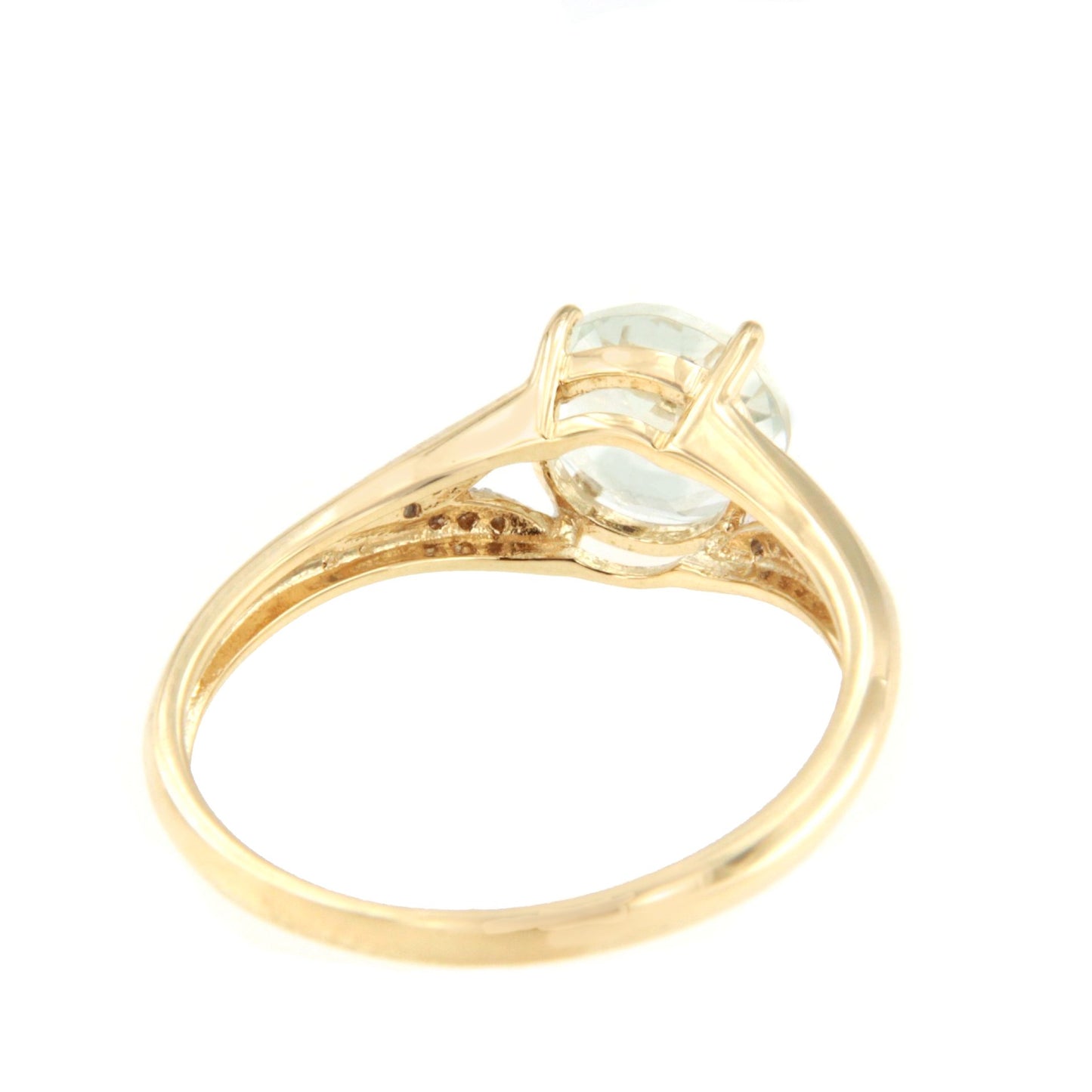 Anillo PIA amatista verde y brillantes en oro blanco y amarillo de 14 ktes