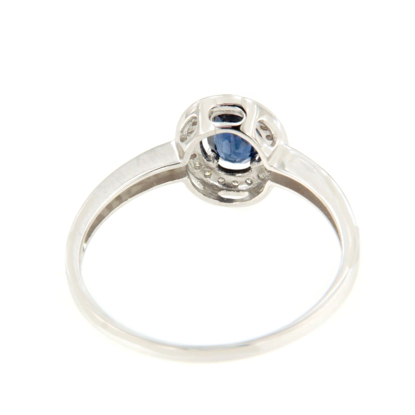 Anillo HALICA en zafiro oval con brillantes en oro blanco de 14 ktes
