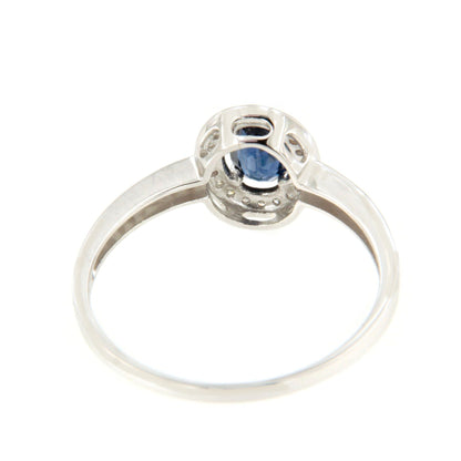 Anillo HALICA en zafiro oval con brillantes en oro blanco de 14 ktes