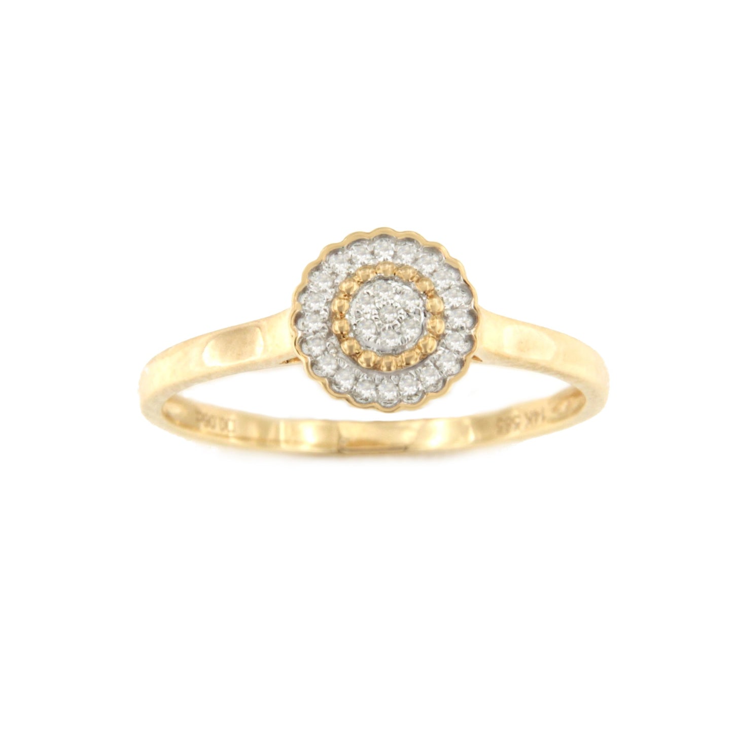 Anillo NASO con brillantes en oro amarillo y blanco de 14 ktes.