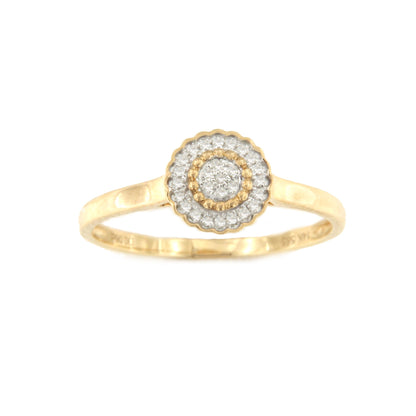 Anillo NASO con brillantes en oro amarillo y blanco de 14 ktes.