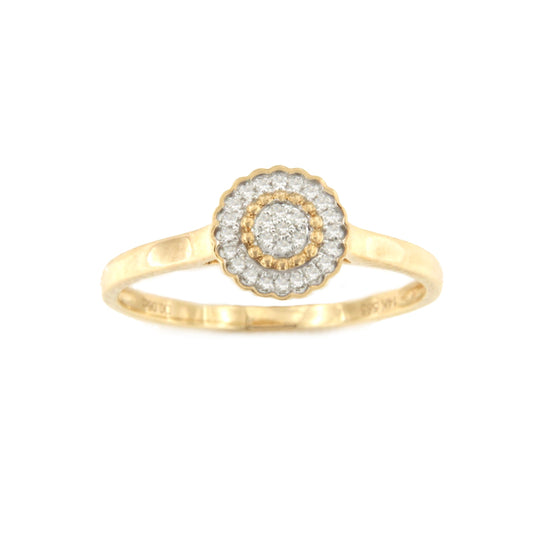 Anillo NASO con brillantes en oro amarillo y blanco de 14 ktes.