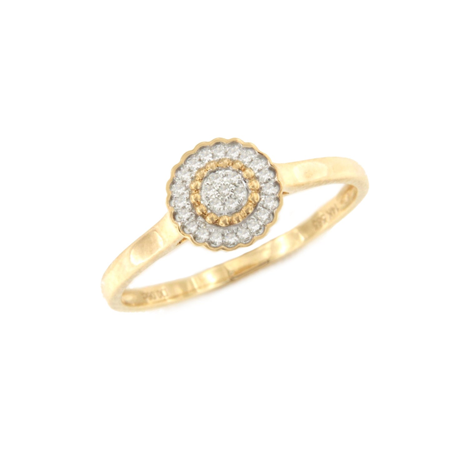 Anillo NASO con brillantes en oro amarillo y blanco de 14 ktes.