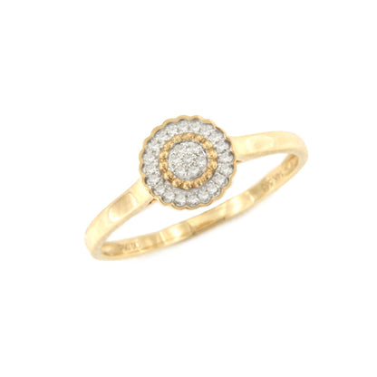 Anillo NASO con brillantes en oro amarillo y blanco de 14 ktes.