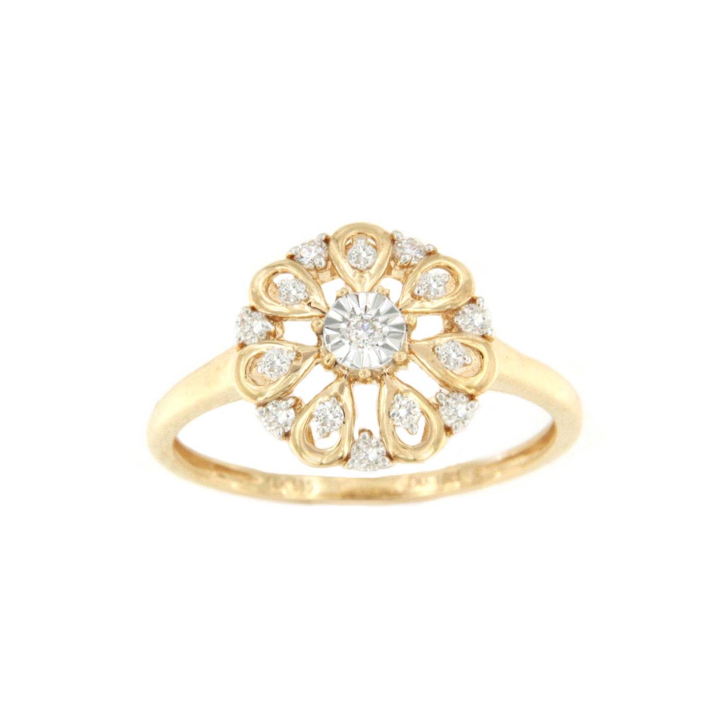 Anillo RADO con brillantes en oro amarillo y blanco de 14 ktes.