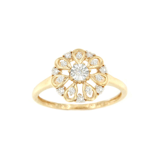 Anillo RADO con brillantes en oro amarillo y blanco de 14 ktes.