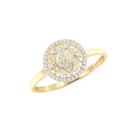 Anillo CENAT con brillantes en oro amarillo y blanco de 14 ktes.