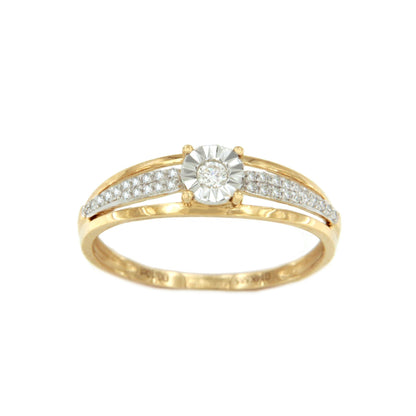 Anillo MENTO con brillantes en oro amarillo y blanco de 14 ktes.