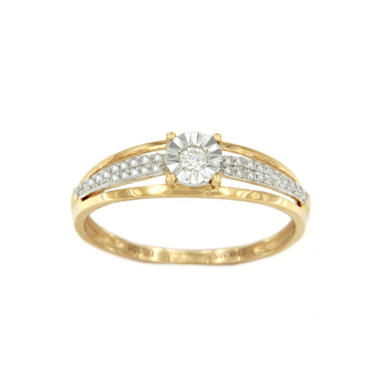 Anillo MENTO con brillantes en oro amarillo y blanco de 14 ktes.