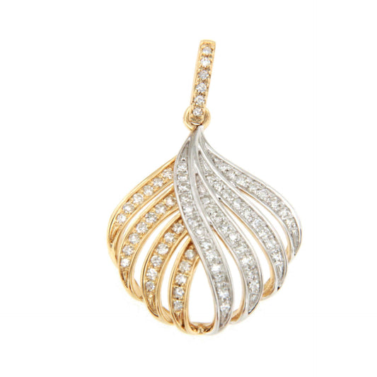 Colgante CONAKRY hoja con brillantes en oro amarillo y blanco de 14 ktes