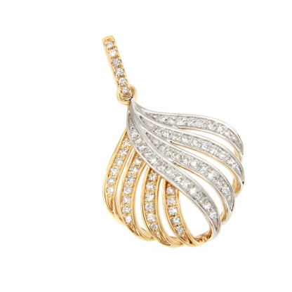 Colgante CONAKRY hoja con brillantes en oro amarillo y blanco de 14 ktes