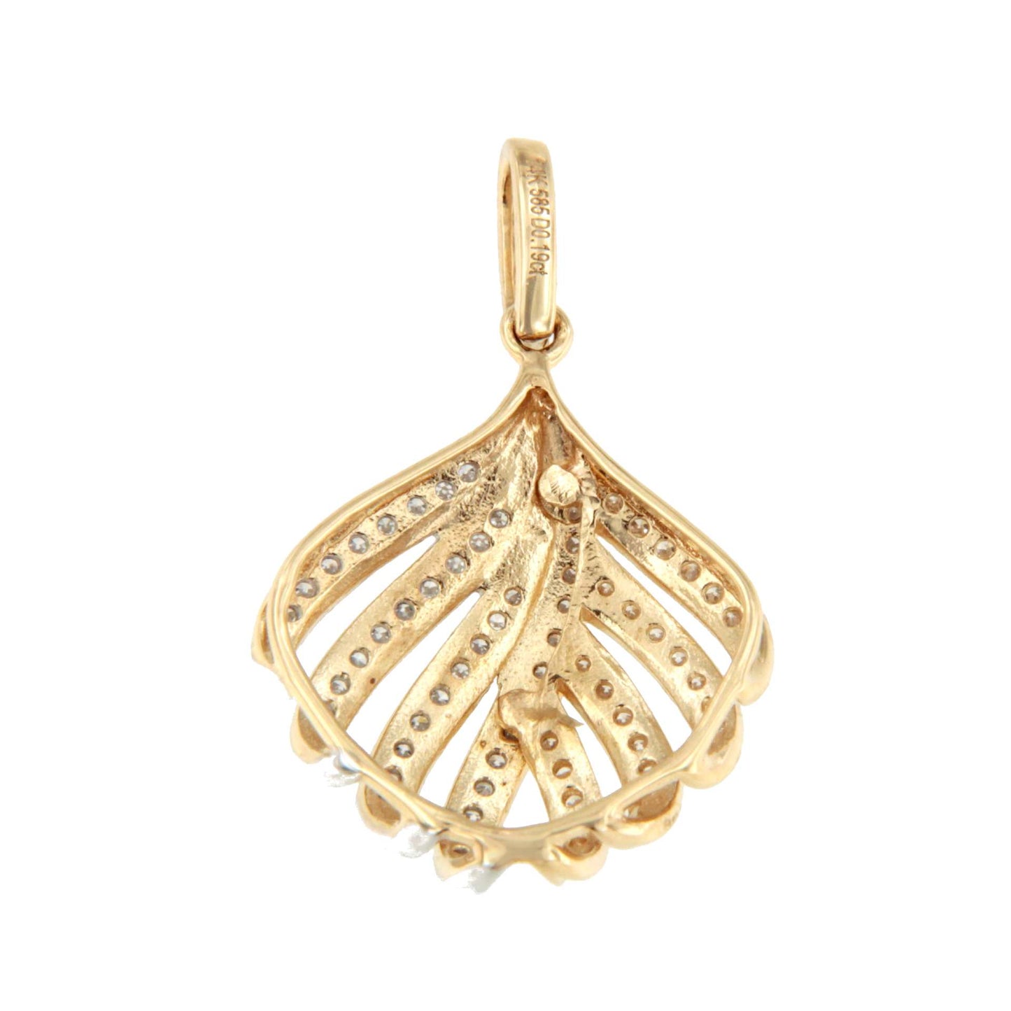 Colgante CONAKRY hoja con brillantes en oro amarillo y blanco de 14 ktes