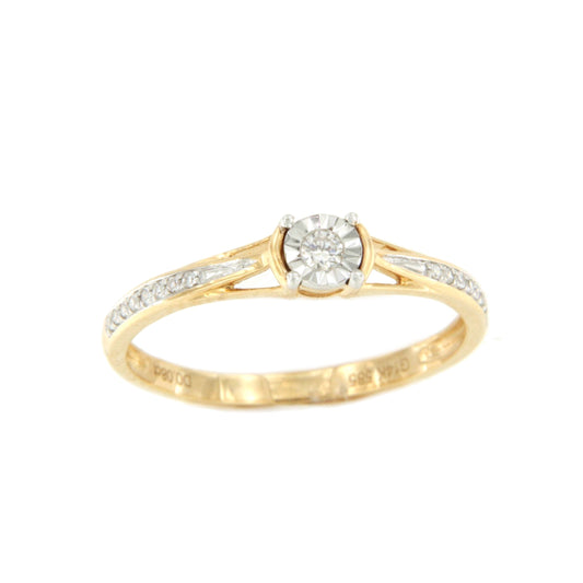 Anillo TAIR con brillantes en oro amarillo y blanco de 14 ktes.