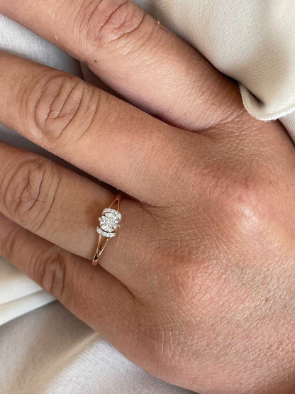 Anillo FOLDE con brillantes en oro rosa y blanco de 14 ktes.