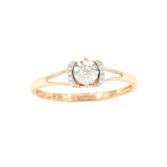 Anillo FOLDE con brillantes en oro rosa y blanco de 14 ktes.