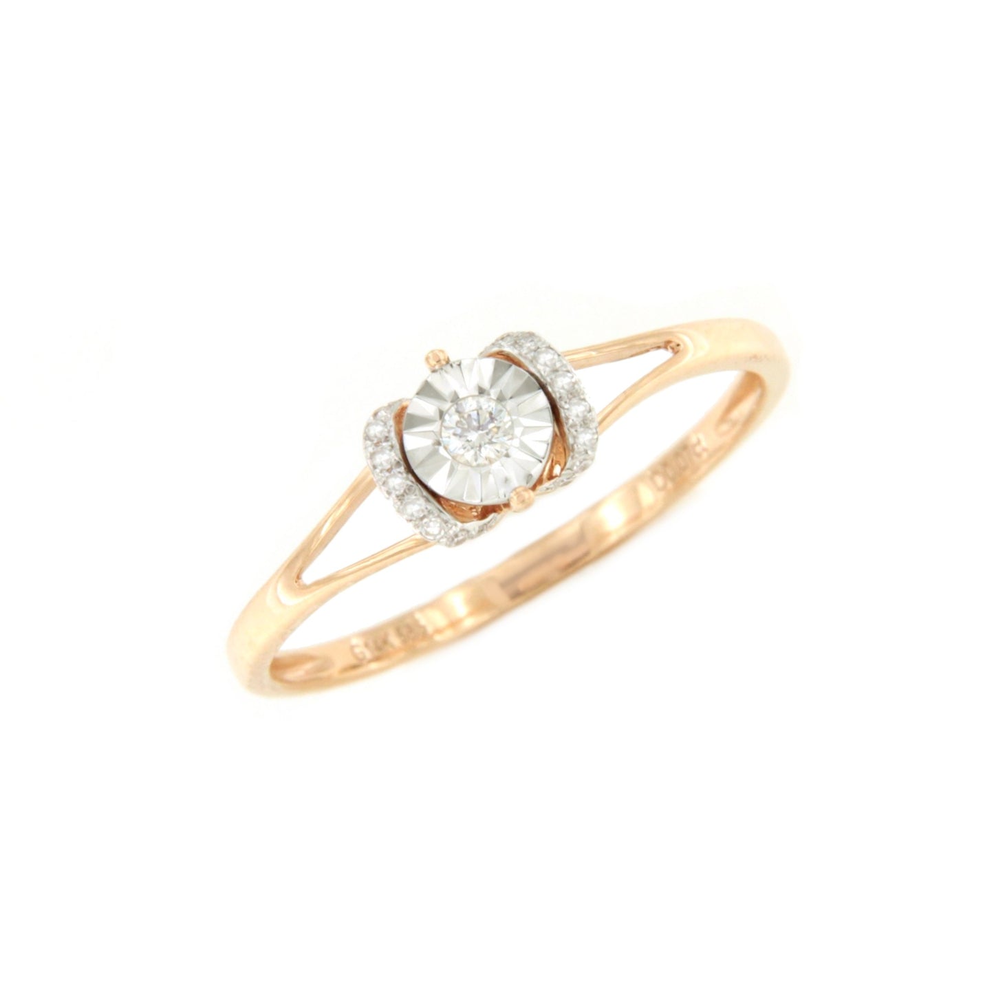 Anillo FOLDE con brillantes en oro rosa y blanco de 14 ktes.